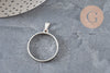 Round 304 Stainless Steel Platinum Open Back Pendant, 28mm, x1 VALID