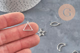 Stainless steel 201 flat platinum open back pendant 14-21mm, x1 VALID