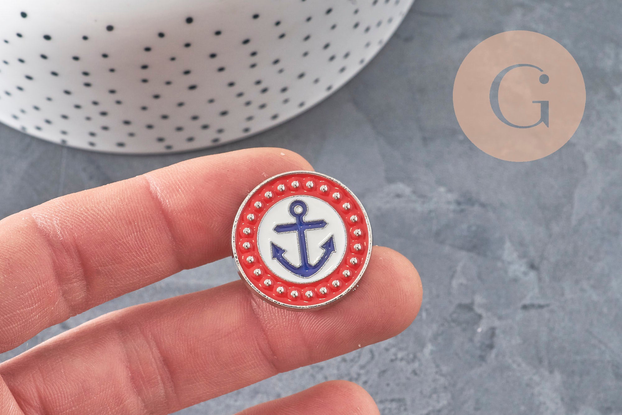 Broche pin Escudo marino zamac dorado 25mm, x1 VÁLIDO