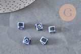Royal Blue Ceramic Cube Beads 8mm, x5 (G11239)