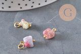 Natural tourmaline cube charm, gold-plated brass, 11.5mm, x1 VALID