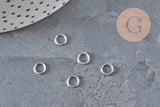 Anneaux fermés ronds acier 304 inoxydable platine 6mm/0.8mm, x5 (G11215)