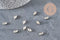 Cabochon navette cristal transparent serti en laiton platine 8x4mm, x10 (G11191)