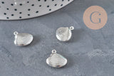 304 stainless steel silver-plated shell charm 14mm, x1