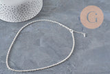 Collar cadena de eslabones forzados de acero inoxidable plateado 4mm/45.5cm + extensión, x1 VÁLIDO