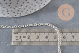 Collar cadena de eslabones forzados de acero inoxidable plateado 4mm/45.5cm + extensión, x1 VÁLIDO