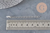 Cadena de extensión con cierre de acero inoxidable plateado de 62mm, x1 VÁLIDO