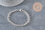 Rolo chain bracelet 304 stainless steel silver-plated 6mm, 19.1cm, x1 VALID