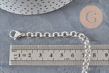 Rolo chain bracelet 304 stainless steel silver-plated 6mm, 19.1cm, x1 VALID