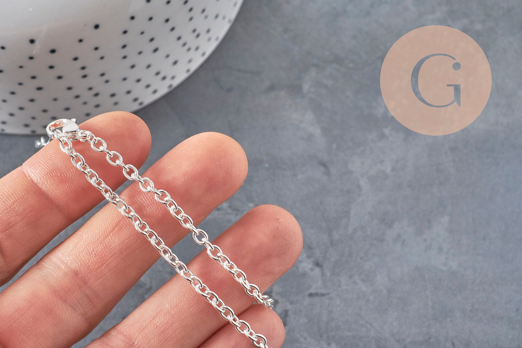 304 Stainless Steel Silver Plated Cable Chain Bracelet Base 4mm/15.5cm, x1 VALID