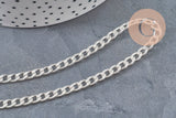 Cadena eslabón curvo plano acero inoxidable 304 plateado 7x4.5mm, x1 metro VÁLIDO