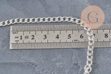 Cadena eslabón curvo plano acero inoxidable 304 plateado 7x4.5mm, x1 metro VÁLIDO