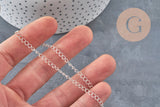 Stainless steel 304 curved link chain, silver-plated, 4x3mm, x1 meter VALID
