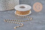 Textured IP gold plated 304 stainless steel fancy chain 4mm, x1 meter VALID