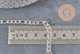 Figaro chain 304 stainless steel silver-plated 9x4mm, x1 meter VALID