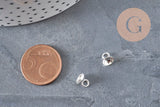 Bélière pendentif coupelle en acier 201 inoxydable argenté 6mm, x5 (G11170)