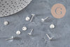 Pendientes redondos de acero inoxidable 304 chapado en plata 925 texturizado de 12 mm, el par VÁLIDO