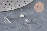 Pendientes redondos de acero inoxidable 304 chapado en plata 925 texturizado de 12 mm, el par VÁLIDO