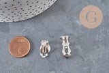 Supports boucles d'oreilles à clip acier 304 inoxydable argenté 16mm, x10 (G11175)