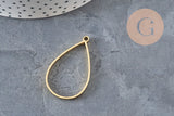 Golden 34mm 304 stainless steel open-back teardrop pendant, x1 VALID