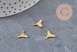 Textured mermaid tail pendant, 304 stainless steel, gold IP, 11mm, x1