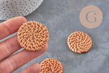 Colgante de mimbre trenzado natural, cuenta de madera, cuenta de mimbre, creación de joyas, cuentas geométricas, 30-40 mm, X2 G2575