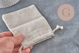 White ecru cotton jewelry pouch 12cm, x1 (G2376)
