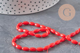 EP-Perla ovalada de bambú marino natural imitación coral rojo 8x4 mm, 1 tira de 40 cm - G3522