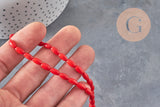 EP-Perla ovalada de bambú marino natural imitación coral rojo 8x4 mm, 1 tira de 40 cm - G3522