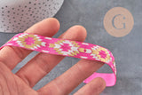 Cinta elástica con estampado azteca rosa oro 16mm, 1/5/10 Metros (G1809)