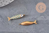 Colgante pez acero inoxidable 304 dorado turquesa 25.5mm, x1 VÁLIDO