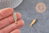 Colgante pez acero inoxidable 304 dorado turquesa 25.5mm, x1 VÁLIDO
