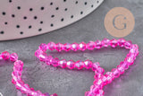 Perles toupies cristal à facette rose fuchsia irisé 4.5mm, x1 fil de 28cm-Perles-Gingerlily Perles