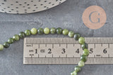Perle jade vert olive ronde naturelle 4mm, x1 fil de 38cm (G11340)