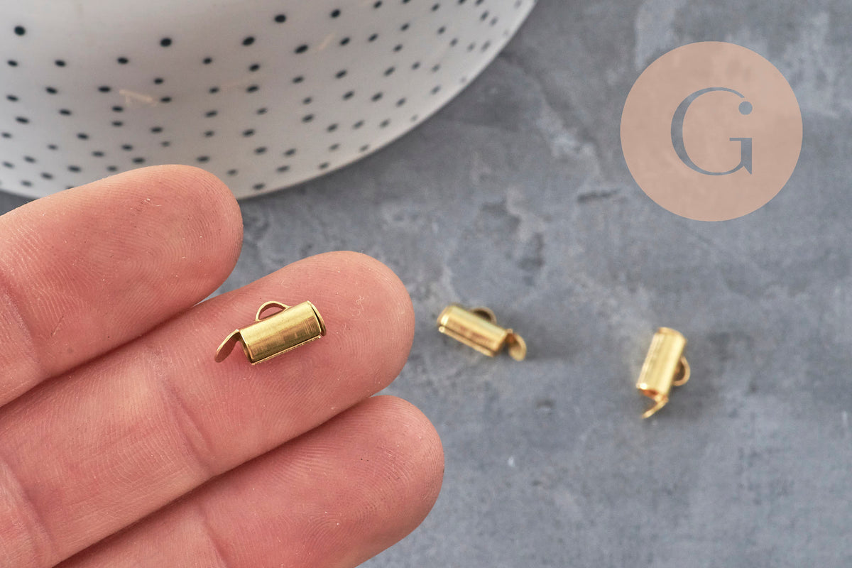 Embouts à glisser chaine boule cordon laiton brut 9mm, x10 (G11357)