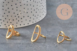 FOTOS A REPETIR, TOMAR VARIACIÓN Anillo ovalado de acero inoxidable 304 chapado en oro IP Talla 57, x1 (G11154) VÁLIDO