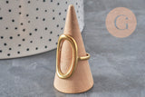 FOTOS A REPETIR, TOMAR VARIACIÓN Anillo ovalado de acero inoxidable 304 chapado en oro IP Talla 57, x1 (G11154) VÁLIDO
