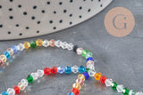 Perles toupies cristal à facette multicolore 3.8x3mm, x1 fil de 32.5cm (G11344)