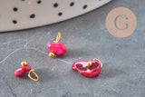 Breloque nuggets nacre naturelle multicolore laiton doré 8-9mm, x5 VALIDE-Breloques et pendentifs-Gingerlily Perles