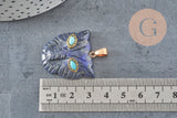 Pendentif tête de léopard Lapis Lazulis naturel laiton doré 32.5mm, x1 VALIDE-pendentif pierre-Gingerlily Perles
