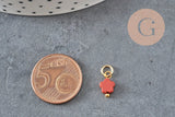 Breloque fleur pierre naturelle acier 304 inoxydable doré 10.5mm, x1 VALIDE-Breloques et pendentifs-Gingerlily Perles