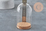 Cloche en verre et support en liège 10cm, x1 (G11392) VALIDE-Boite de rangement-Gingerlily Perles