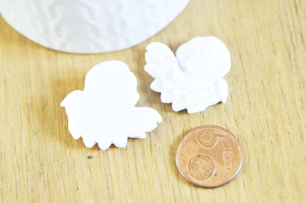 ADN-Cabochon ange ailé résine blanche 32.5mm, x2 G5053