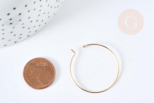 Anneau créole acier inoxydable 304 doré 30mm, x20 (G8295)