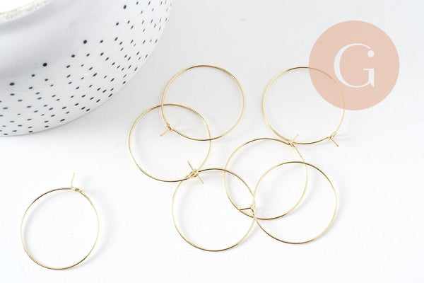 Anneaux créoles acier inoxydable 316 doré 30mm x20 x50 x100 (G0427)