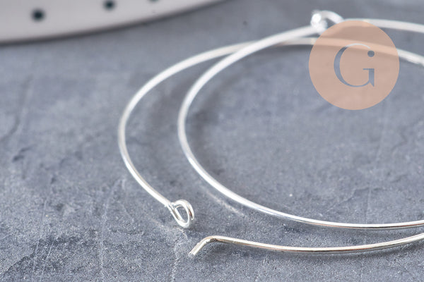 Anneaux créoles argentées 45mm, x20 (G10760)