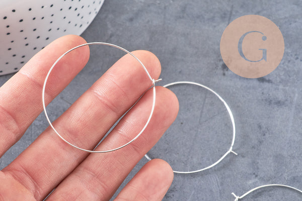 Anneaux créoles argentées 45mm, x20 (G10760)