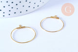 Anneaux créoles dorés 30x25mm, boucles oreilles, x10 (G6787)