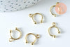 Anneaux créoles en laiton doré 18K pour oreilles non percées 15.5mm la paire (G6356)