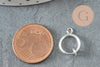 Anneaux créoles laiton argenté pour oreilles non percées 15.5mm, x2 (G9644)